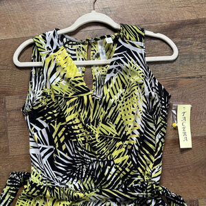 Women's Tacera Jumpsuit Size S Yellow Black Palm Print Clearance